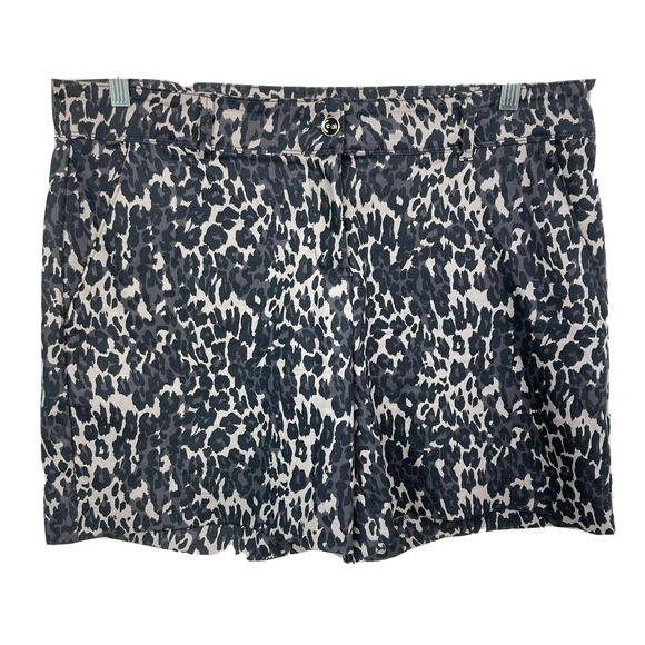 Isaac Mizrahi Shorts Womens Sz 16 Black Gray Leopard Cotton Stretch Chino - Picture 1 of 10
